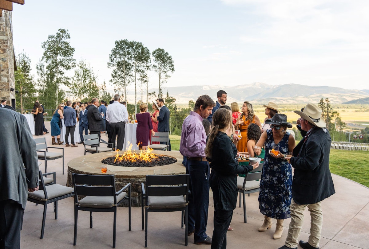 Guest mingling at Solitude Station wedding