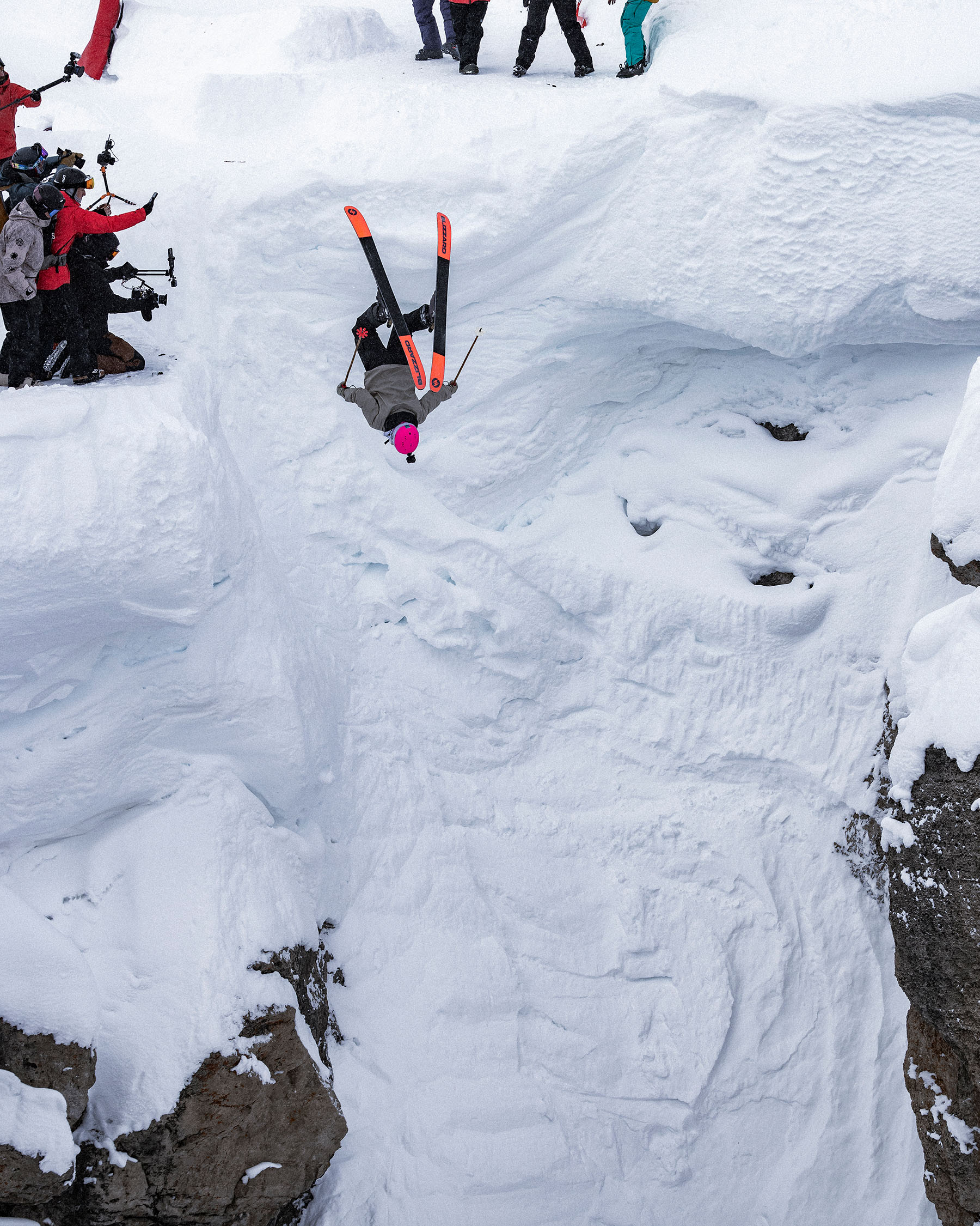 Piper Kunst taking flight into Corbet’s Couloir