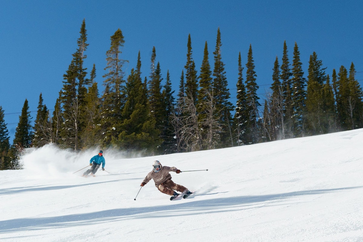 Spring skiing groomer
