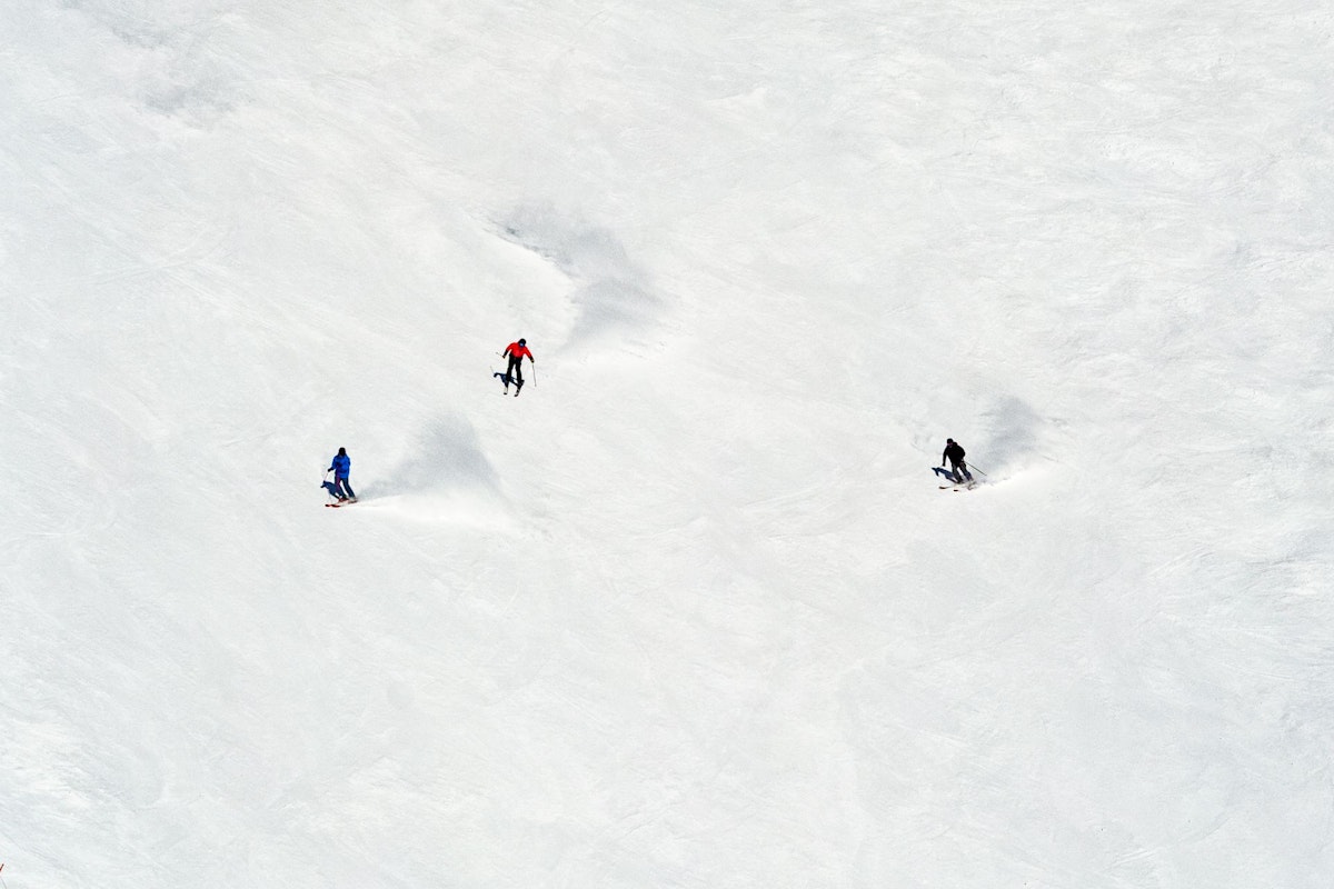 Spring skiing groomer