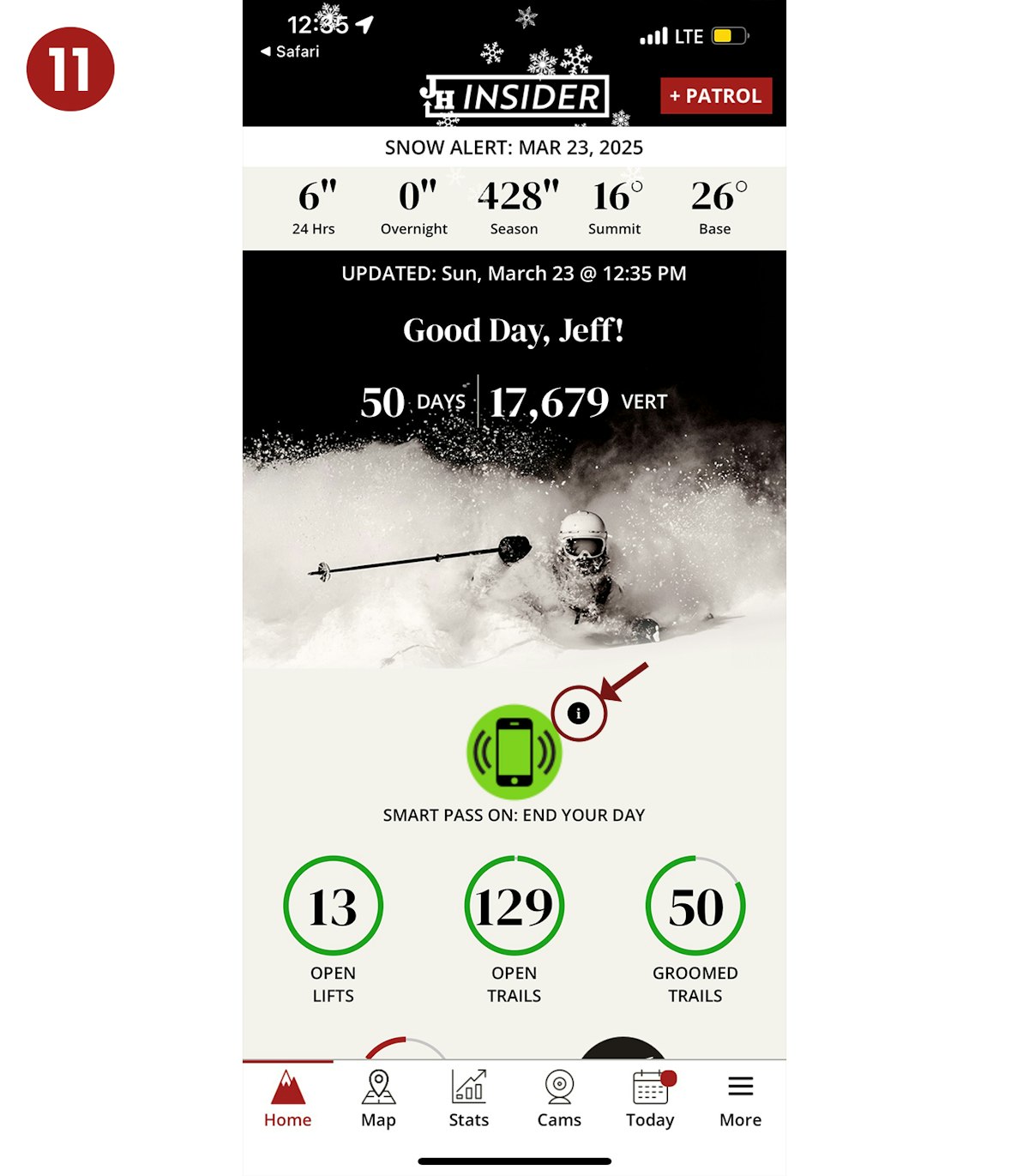 Click the black "i" button and then "Feedback" to leave feedback on your experience with the Insider Pass.