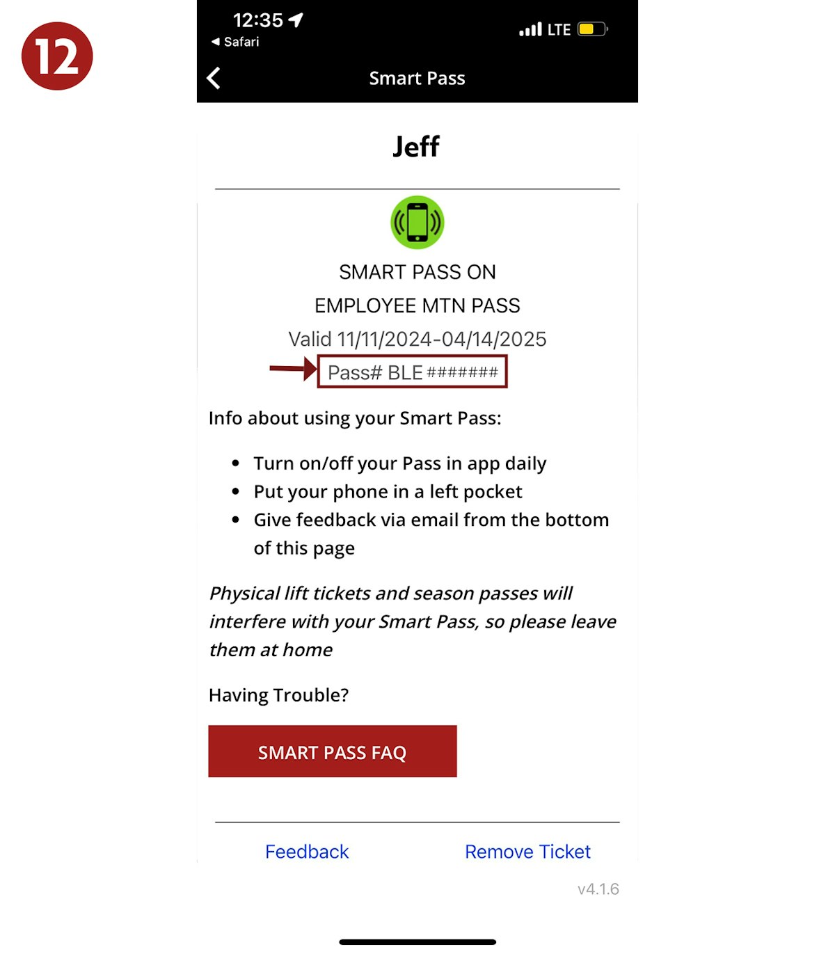 You can use your BLE pass number to receive your pass discounts at JHMR Retail and F&B locations.
