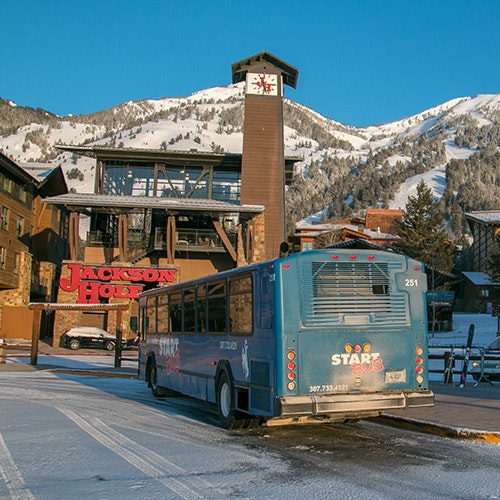 START bus in front of clock tower