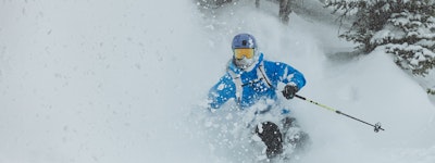 skier getting face shots