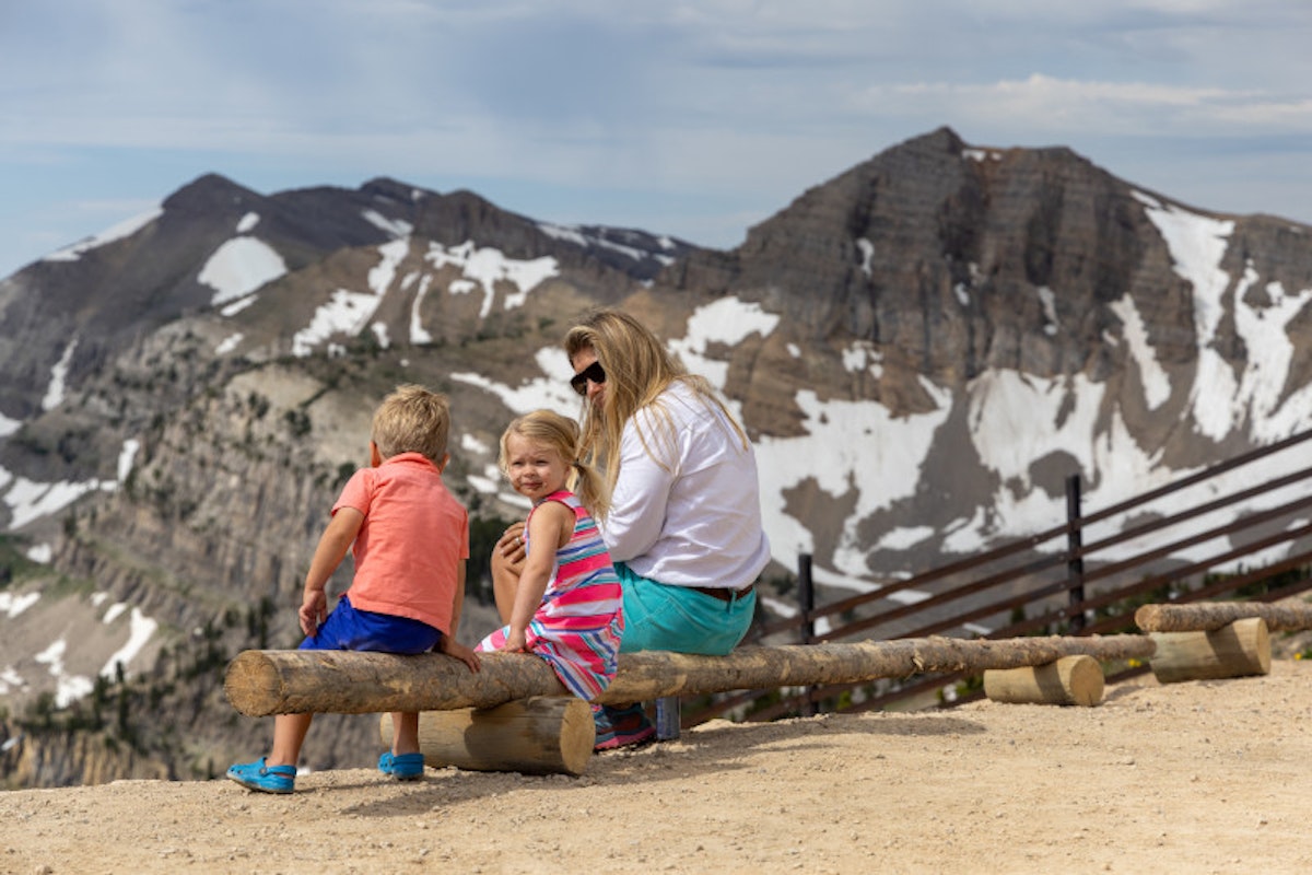 Kids enjoying waffles and views at Corbets Cabin