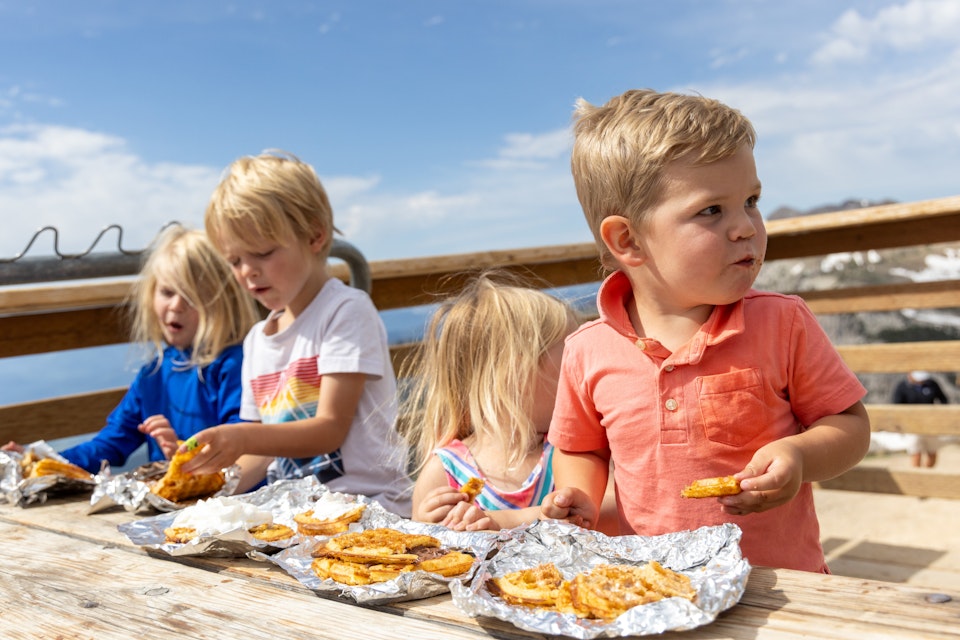 Kids eating waffles at Jackson Hole