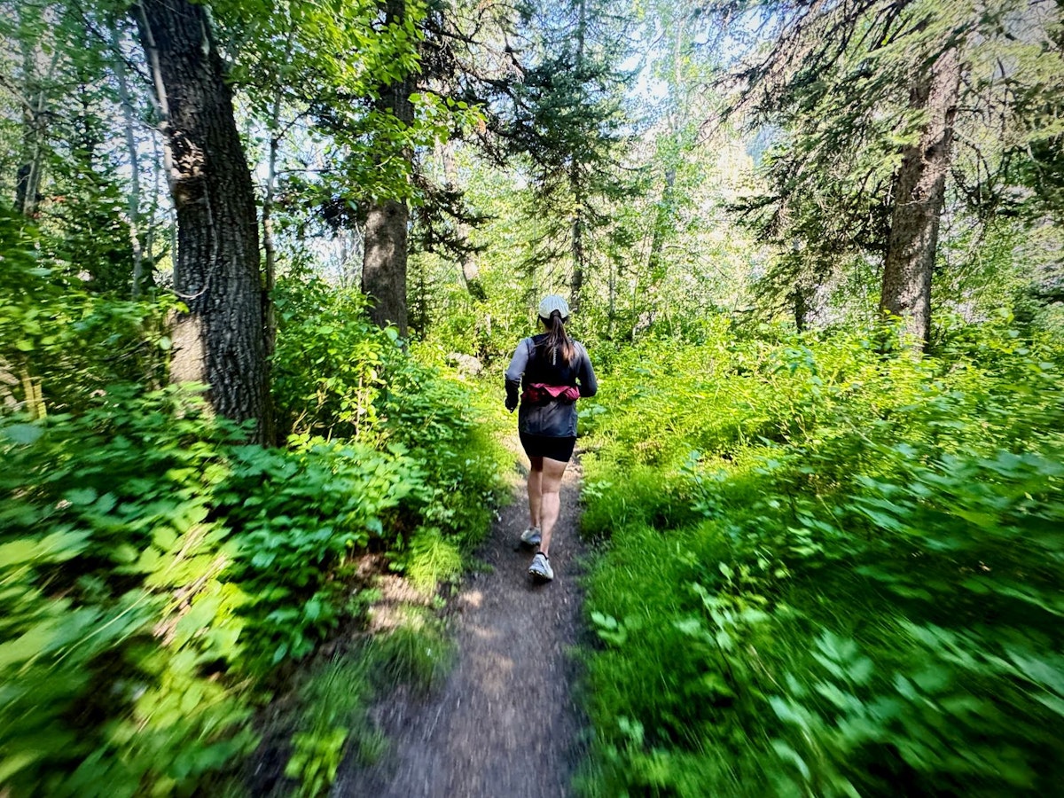 Motion blur. running fast in granite canyon