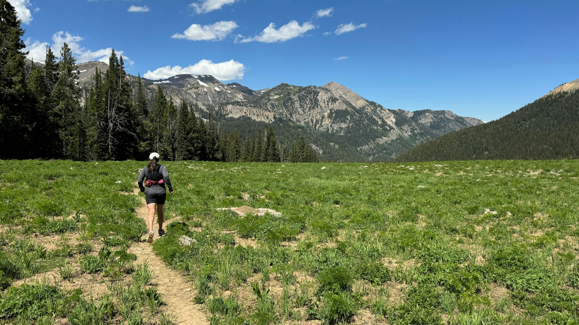 Paige Schneider running in Granite Canyon in Jackson Hole