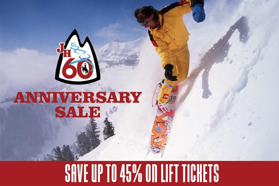 60th Sale snowboarding powder in jackson hole flyer