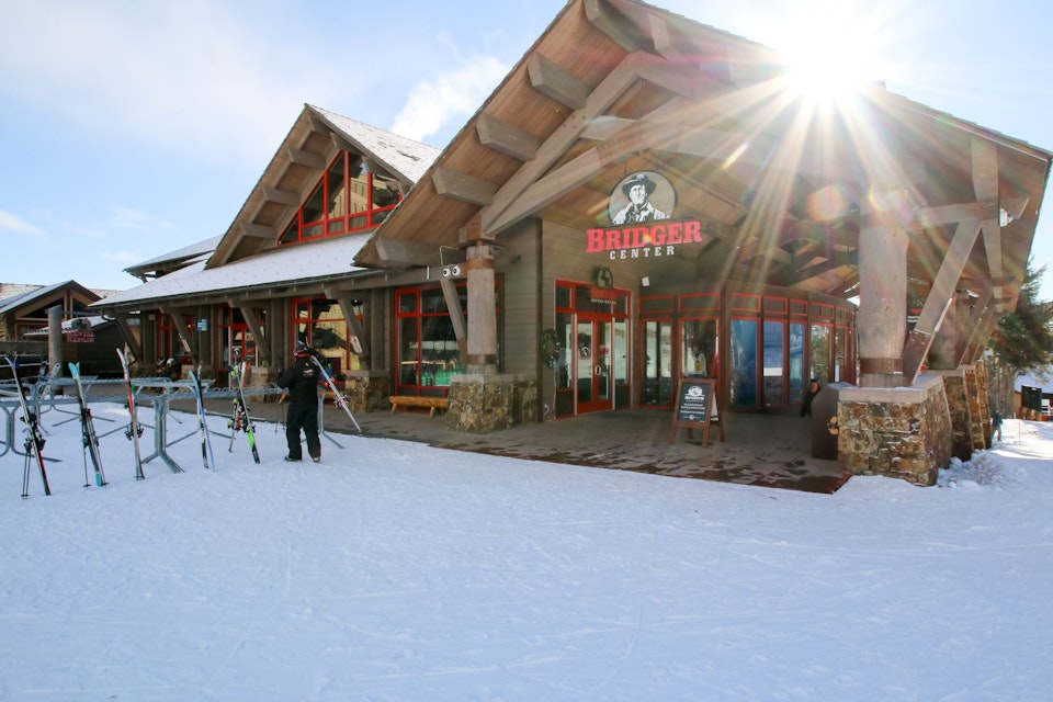 Bridger Center at Jackson Hole Mountain Resort on a sunny winter day