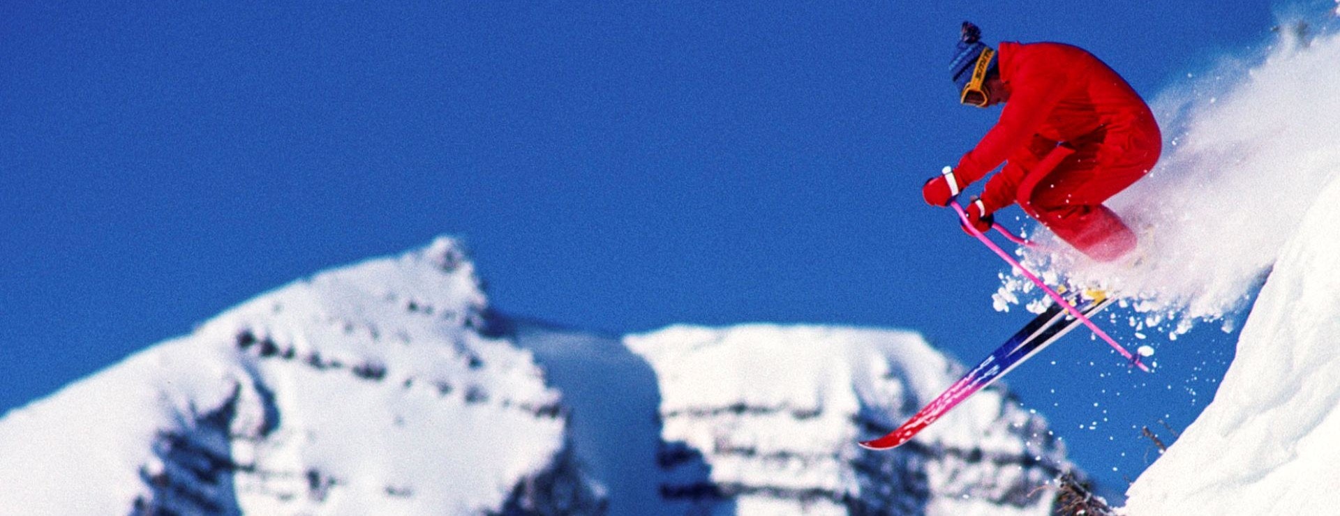 Old School Skiier Getting Air