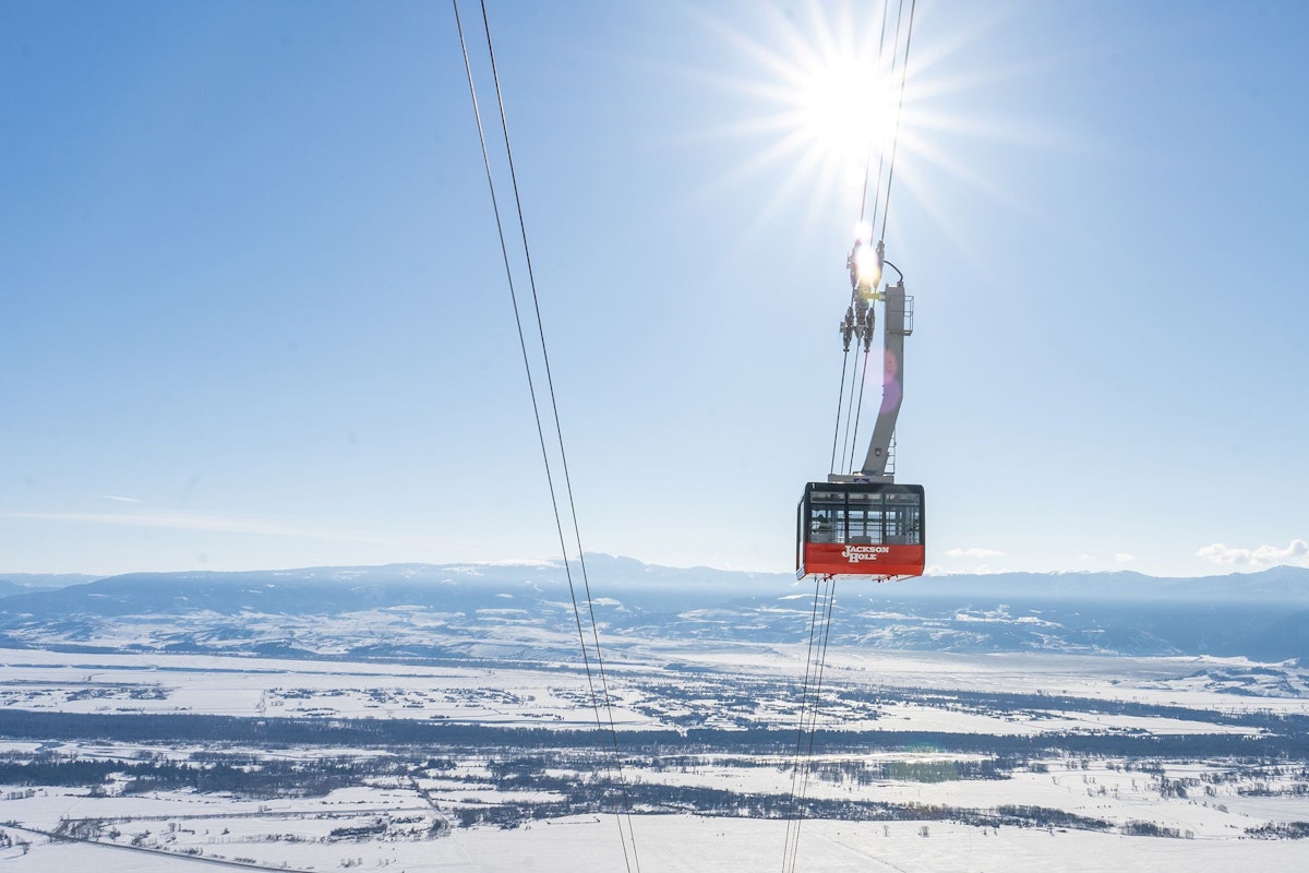 Winter tram on bluebird day
