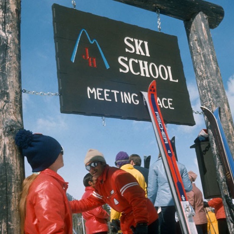 Retro photo of mountain sports school