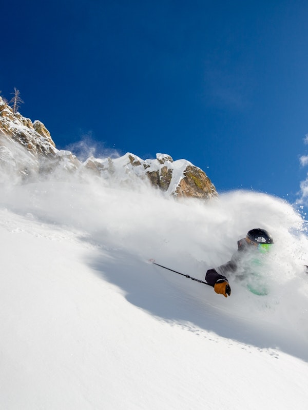 Deep Jackson Hole powder skiing in January
