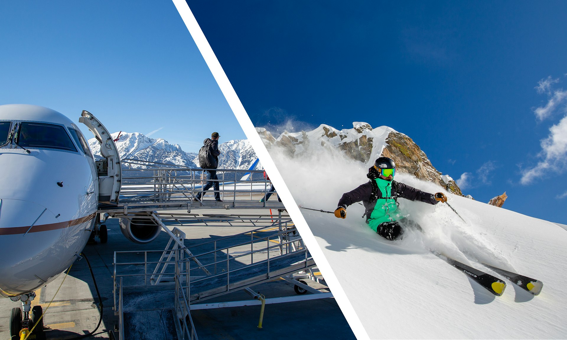 Plane and skier splitscreen