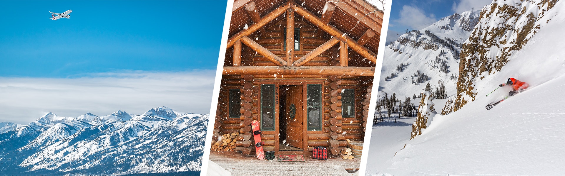 Deals page content - plane, ski, lodging