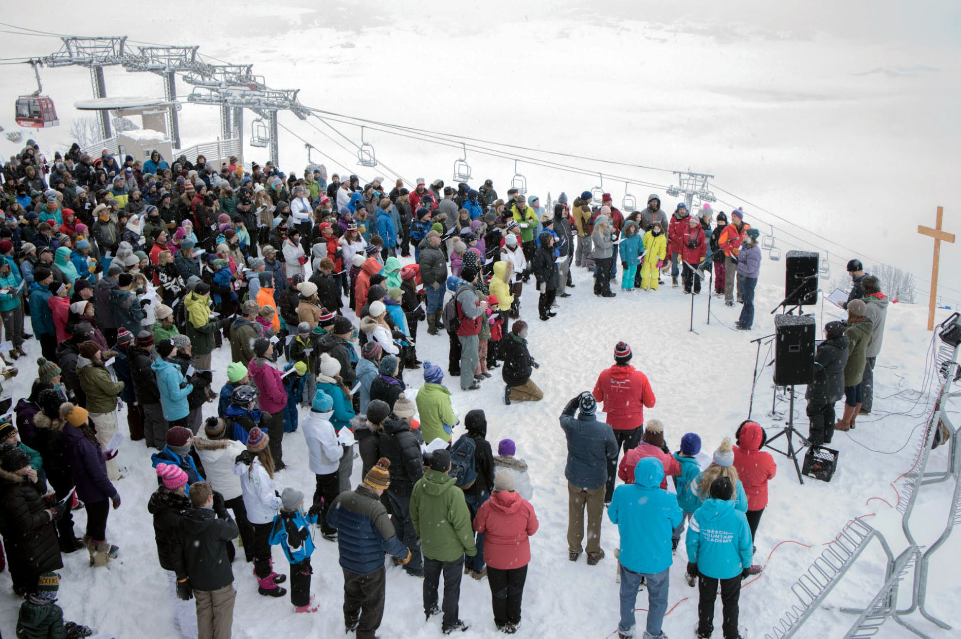 Easter service on top of mountain