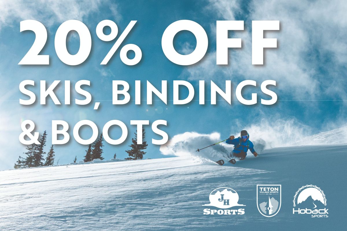 20% off skis, boots and bindings