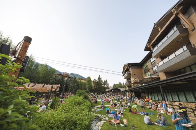 People in the Teton Village Commons