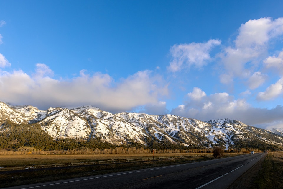 View of mountain from road