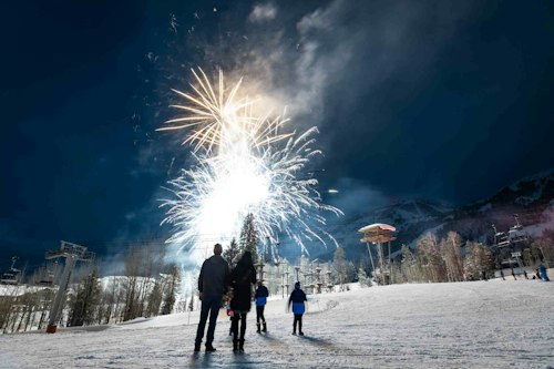 Family watching NYE fireworks