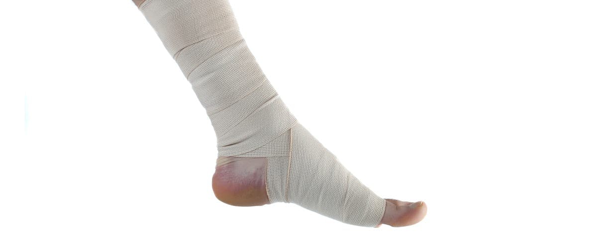 an image of a foot wrapped in bandages