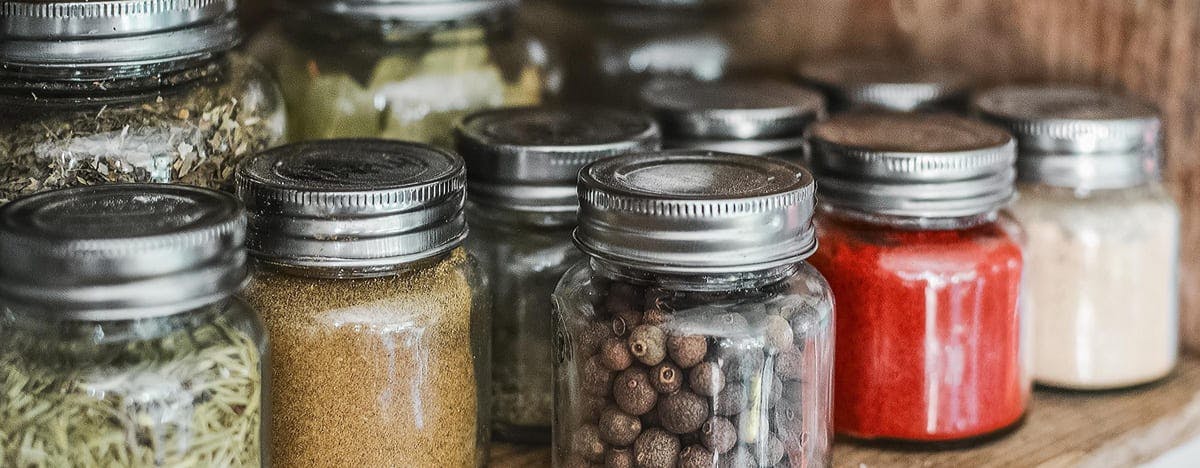 a close up of different spices