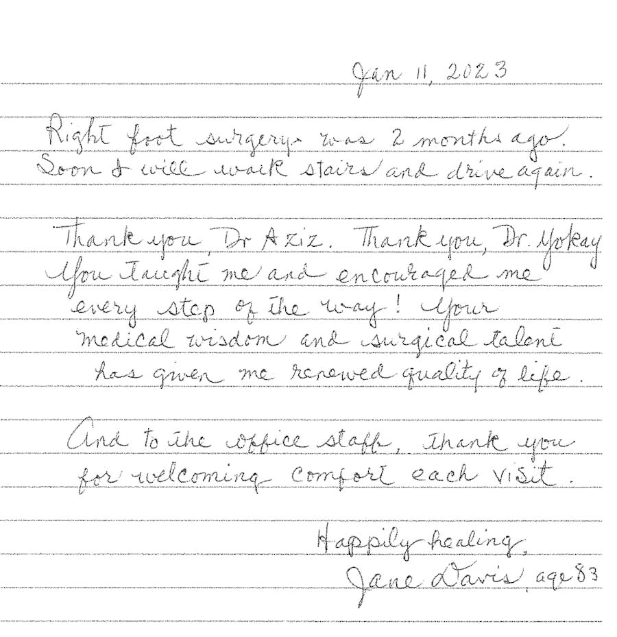 Patient note at Foot and Ankle Speciality Group Inc.