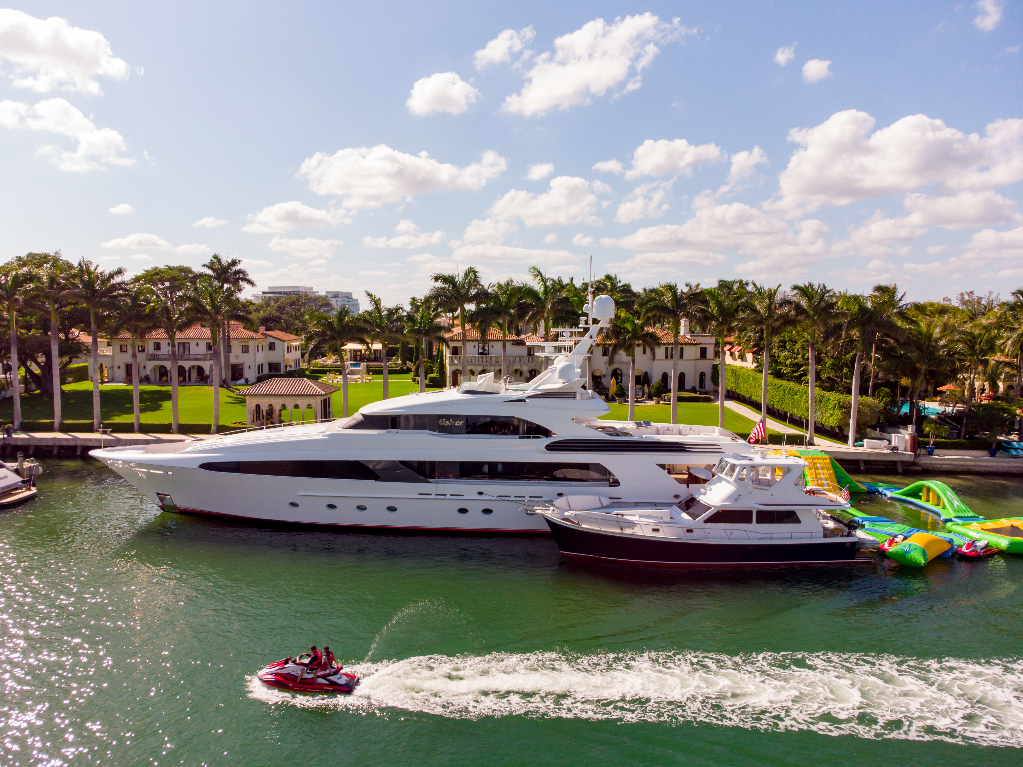 A few boats in Miami. Jet skis and water fun!