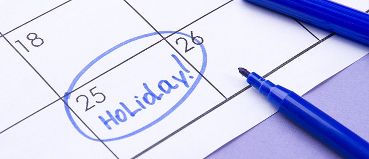 Kalender mit Urlaubsmarkierung