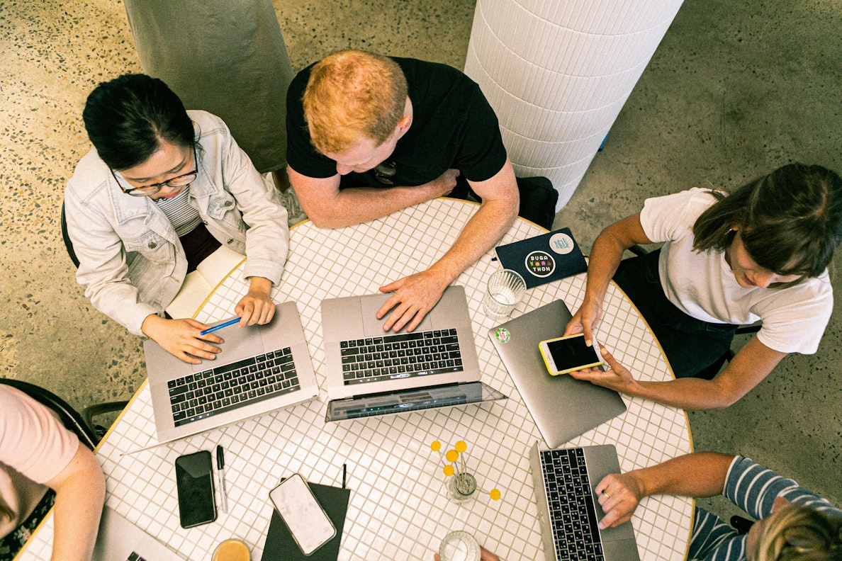 Startups employees working on their laptop