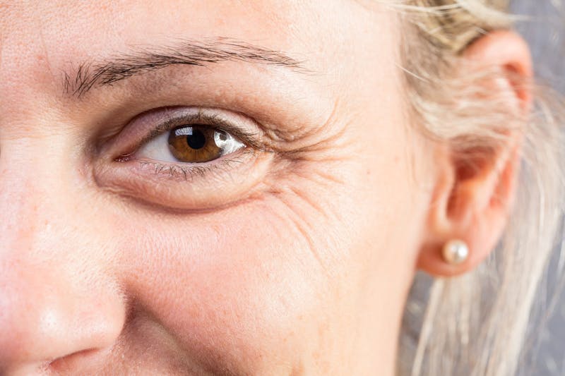 close-up of middle-aged woman's eye