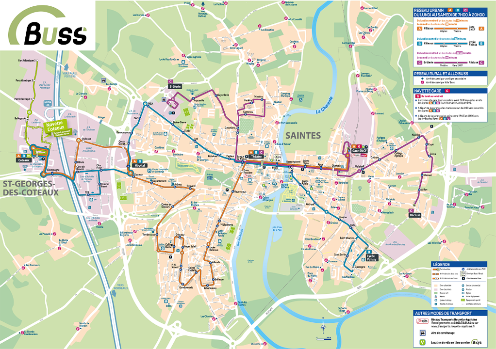 Plan des lignes Buss