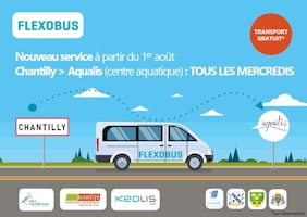 Nouveau service gratuit à partir du 1er août, depuis Chantilly, prenez le Flexobus pour vous rendre au centre aquatique Aqualis tous les mercredis.