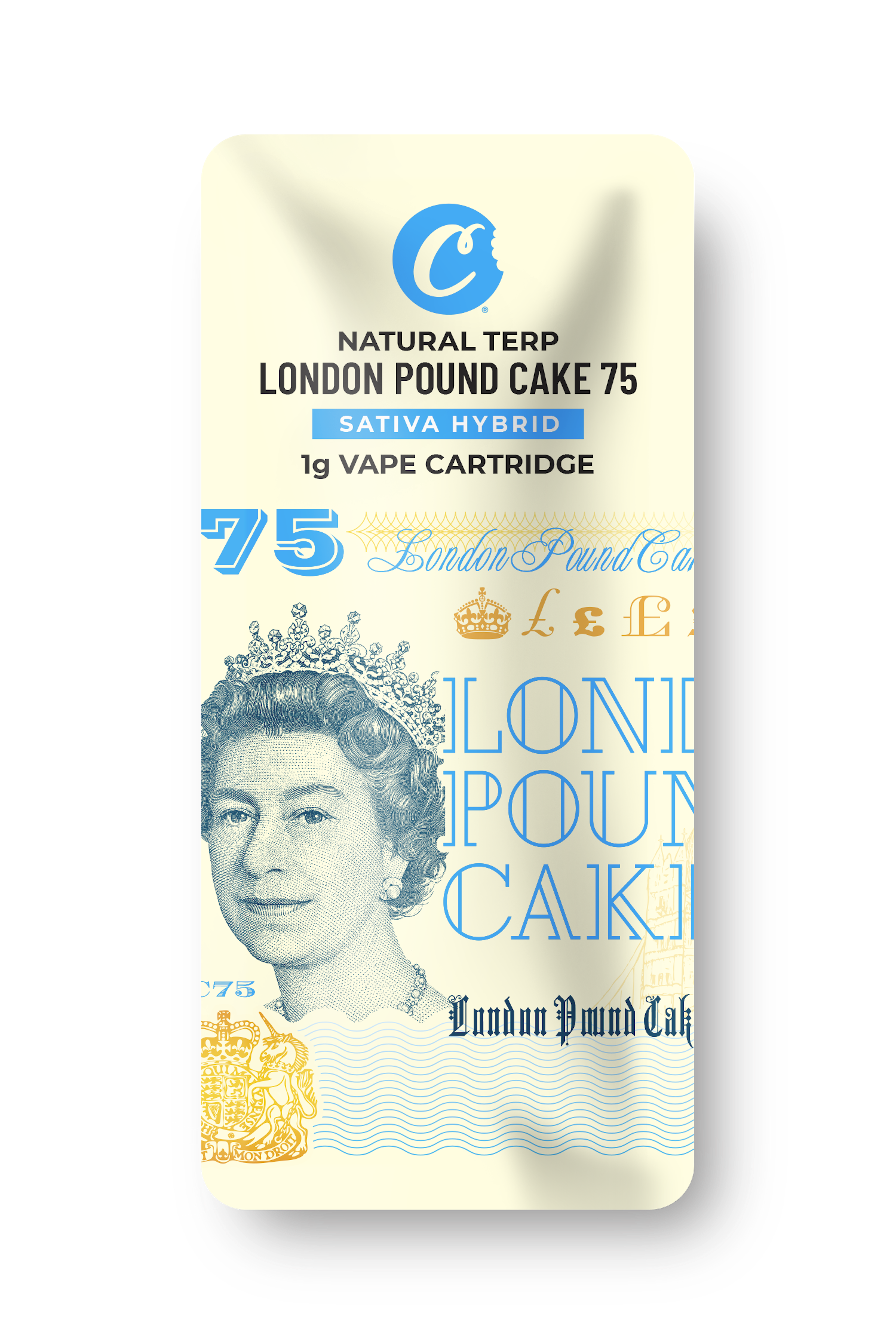 Cookies - London Pound Cake 75 - THC - Distillate - Cartridge - Vape - 510 - Tube - Carton - 1g - CA