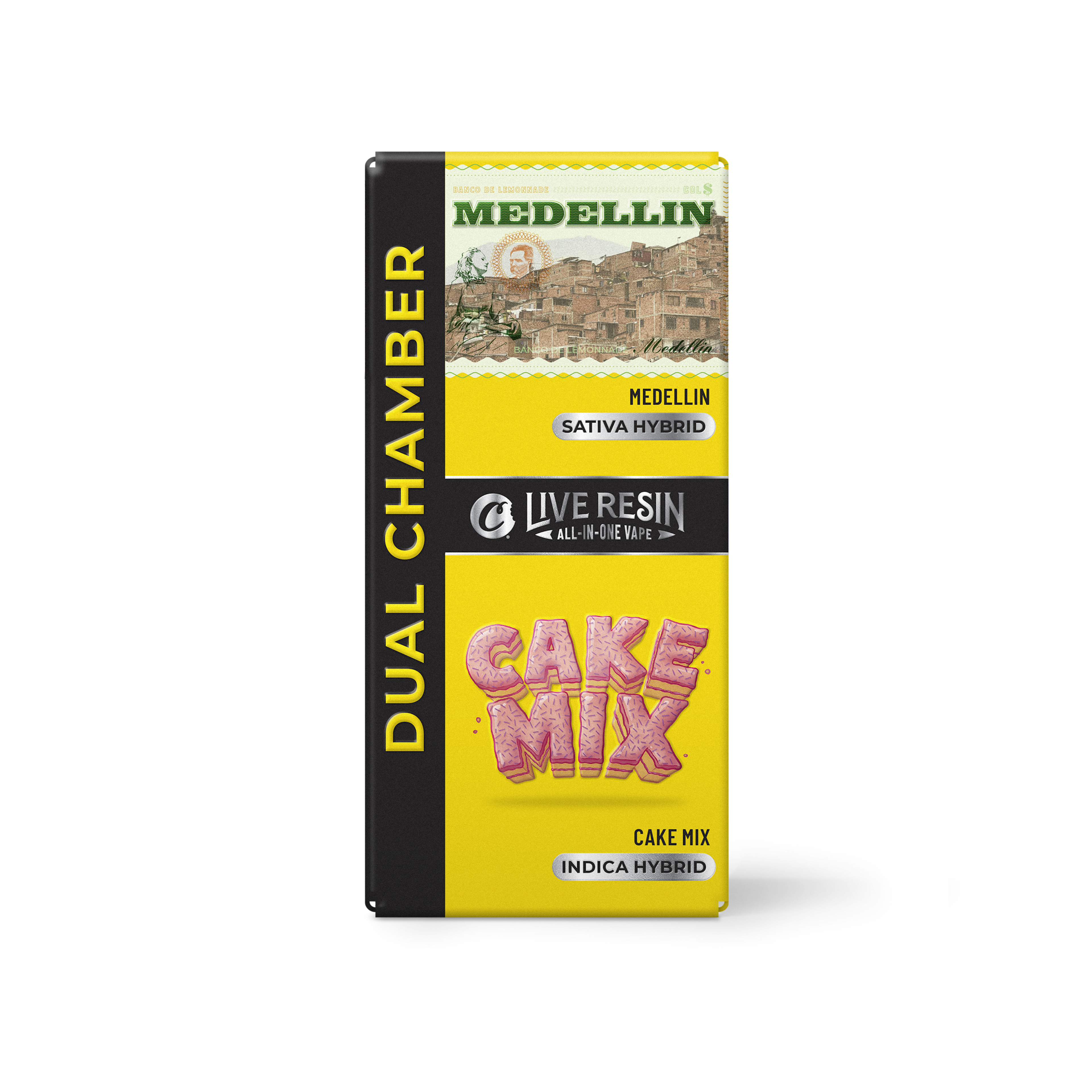 Lemonnade - Medellin / Cake Mix - THC - Live Resin - Dual Chamber - Vape - 2pk - AIO - Pouch - 1g - CA