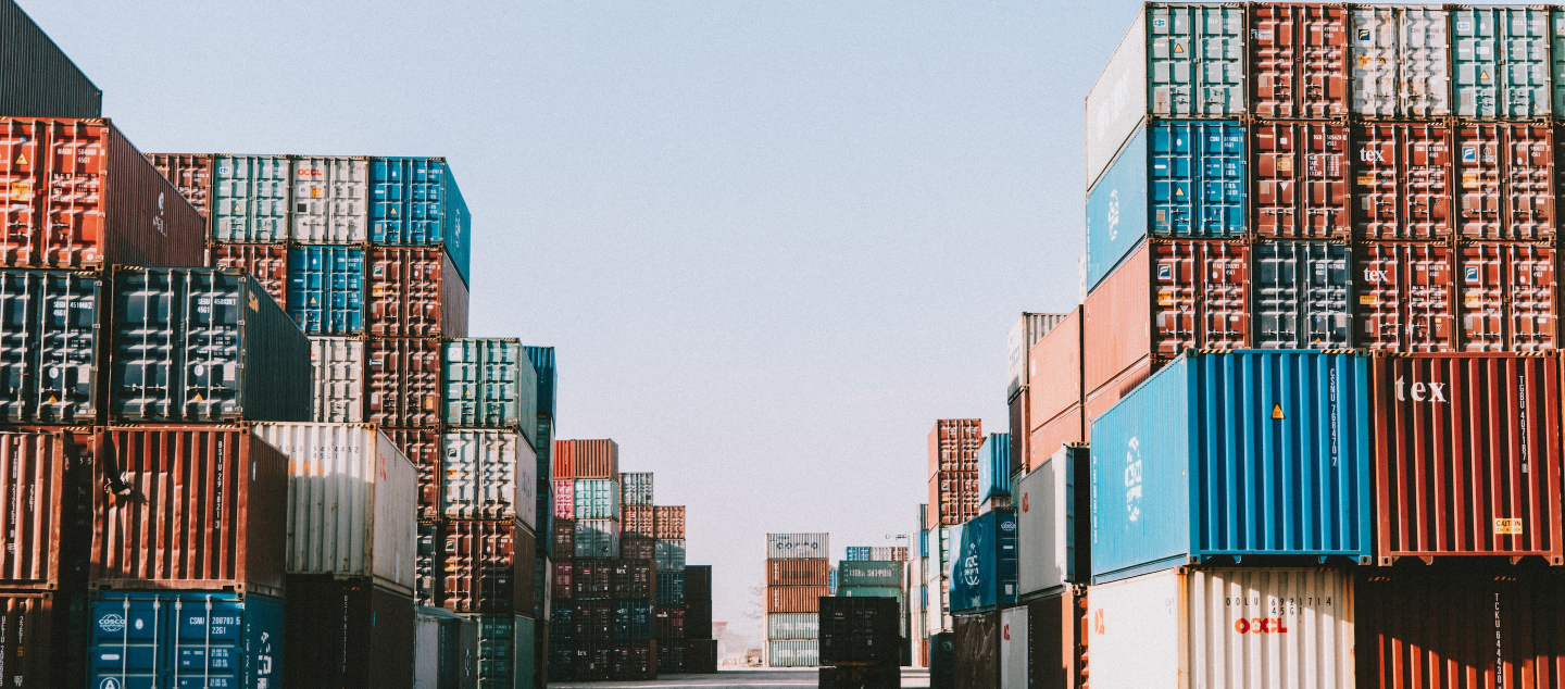 Containers in a shipping yard