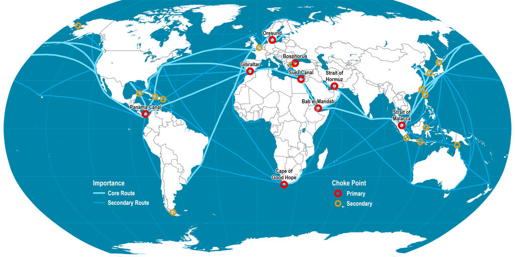Map of Main Maritime Shipping Routes