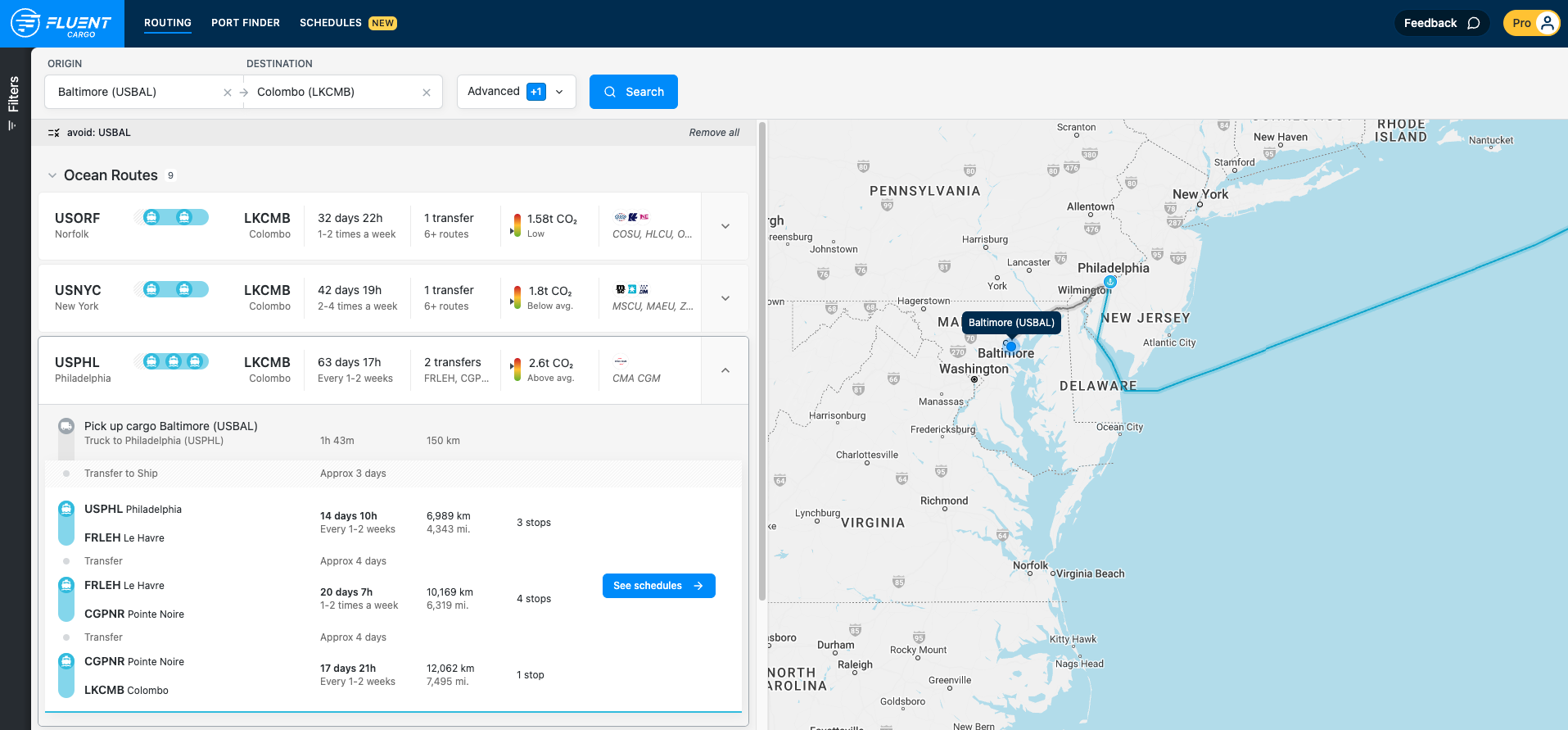 Map showing pick up in PHL