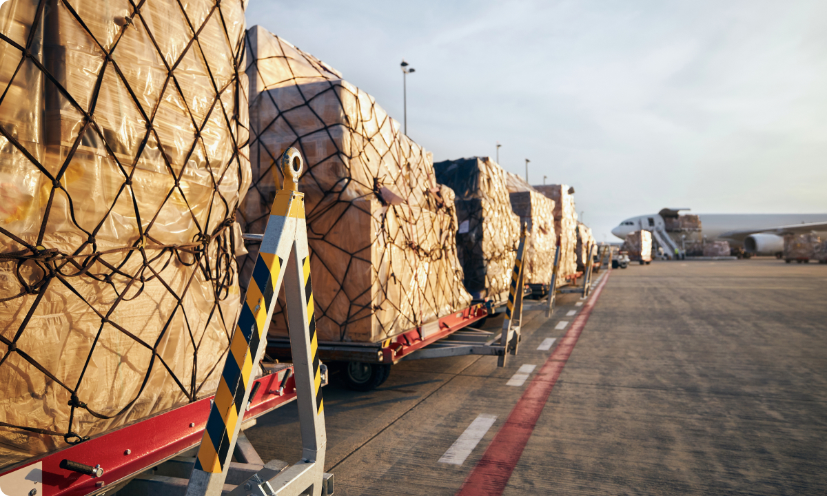 Cargo on a runway