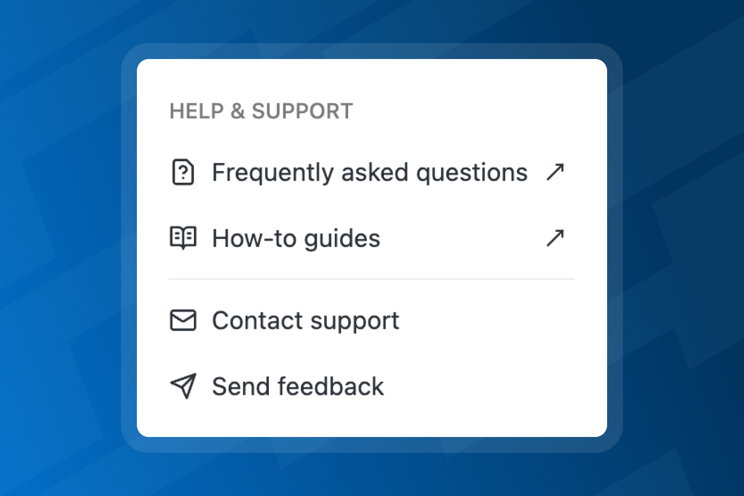 New support navigation items