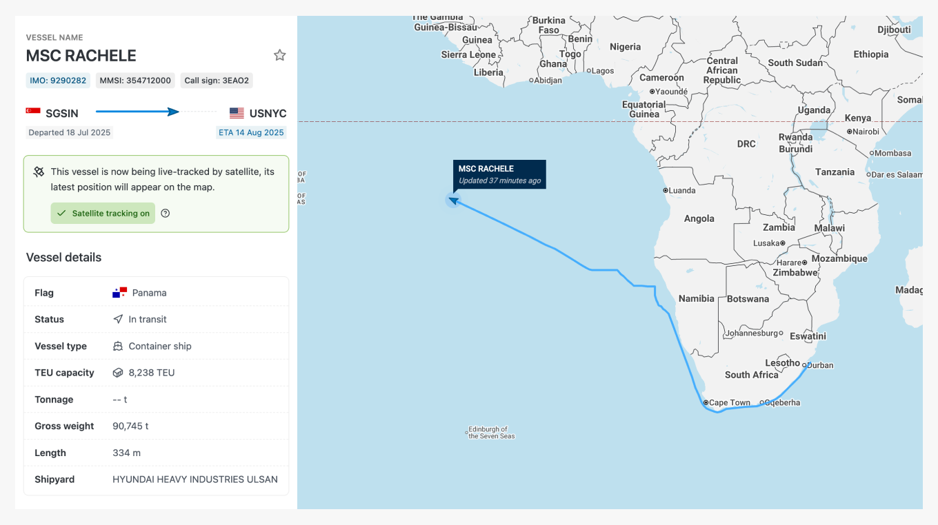 Fluent Cargo vessel finder