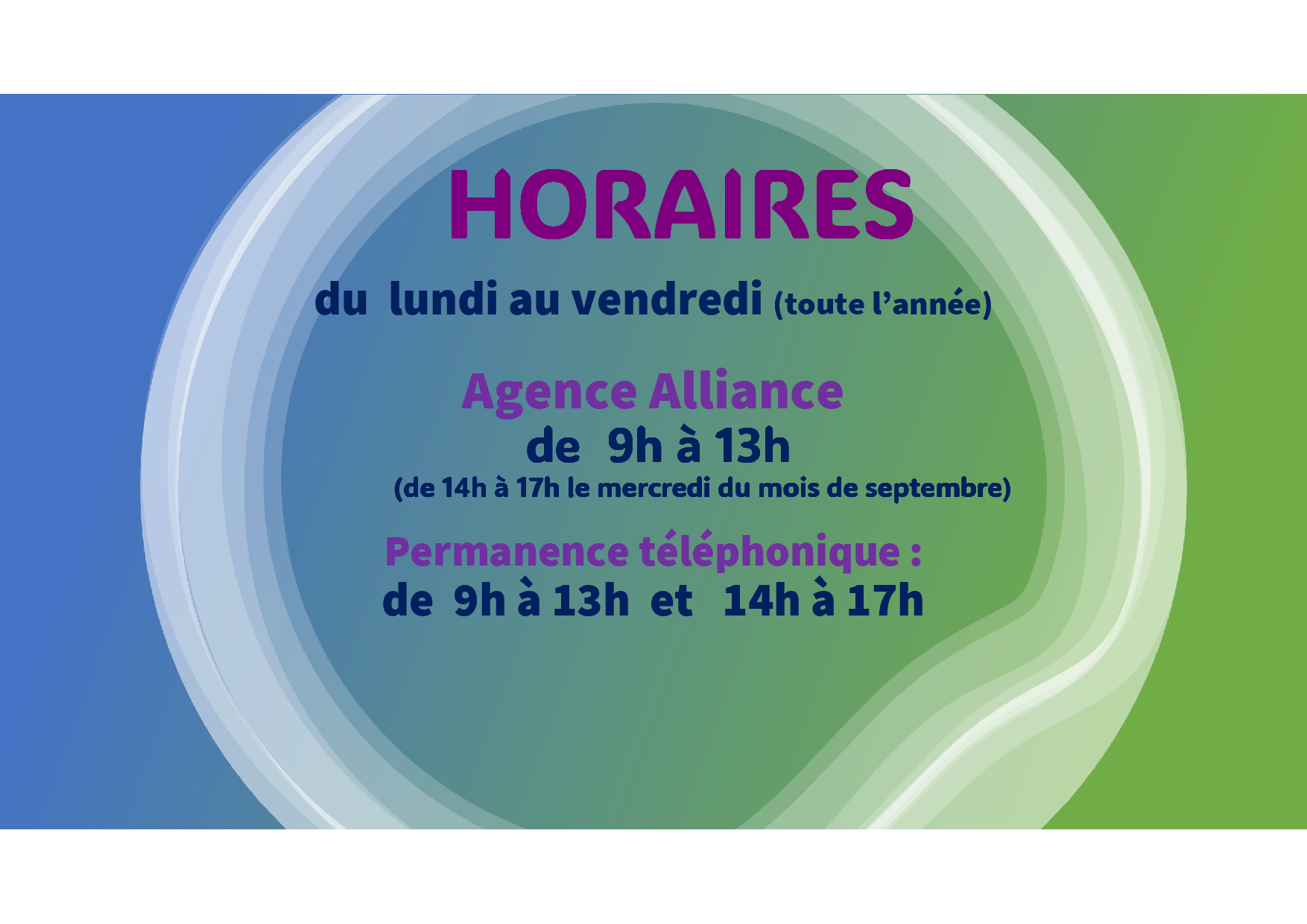 HORAIRES AGENCE ET TEL