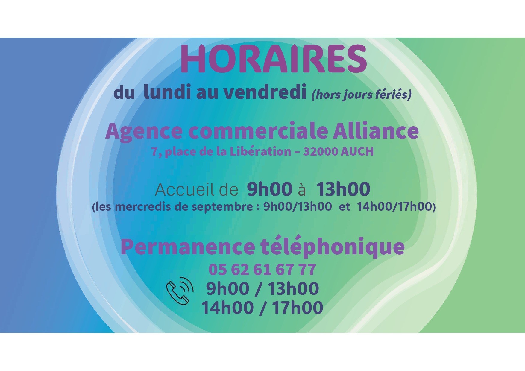 horaires agence