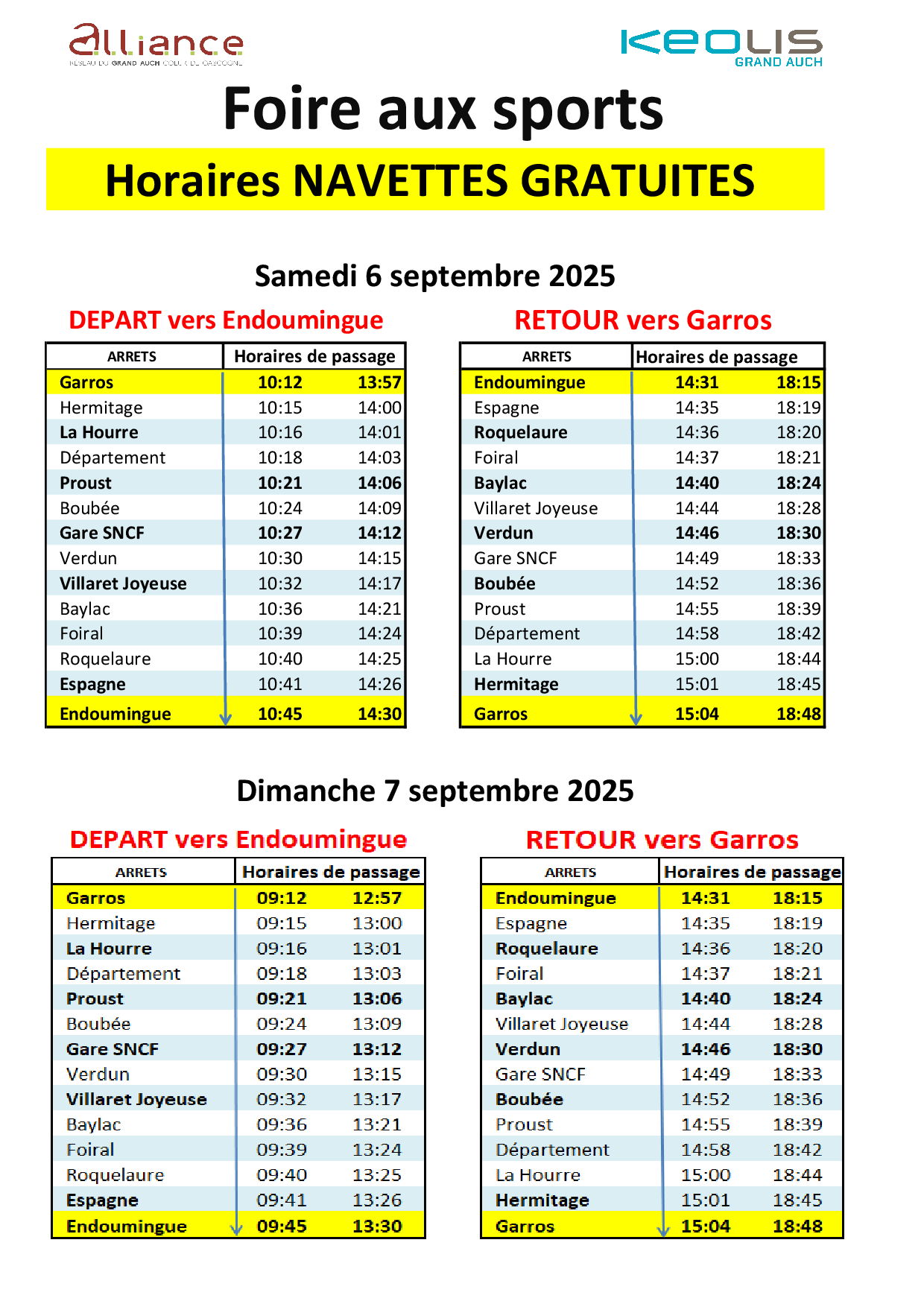 navettes gratuites foire aux sports