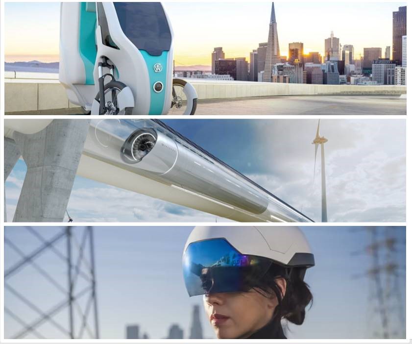Images representing the mobility of the future.