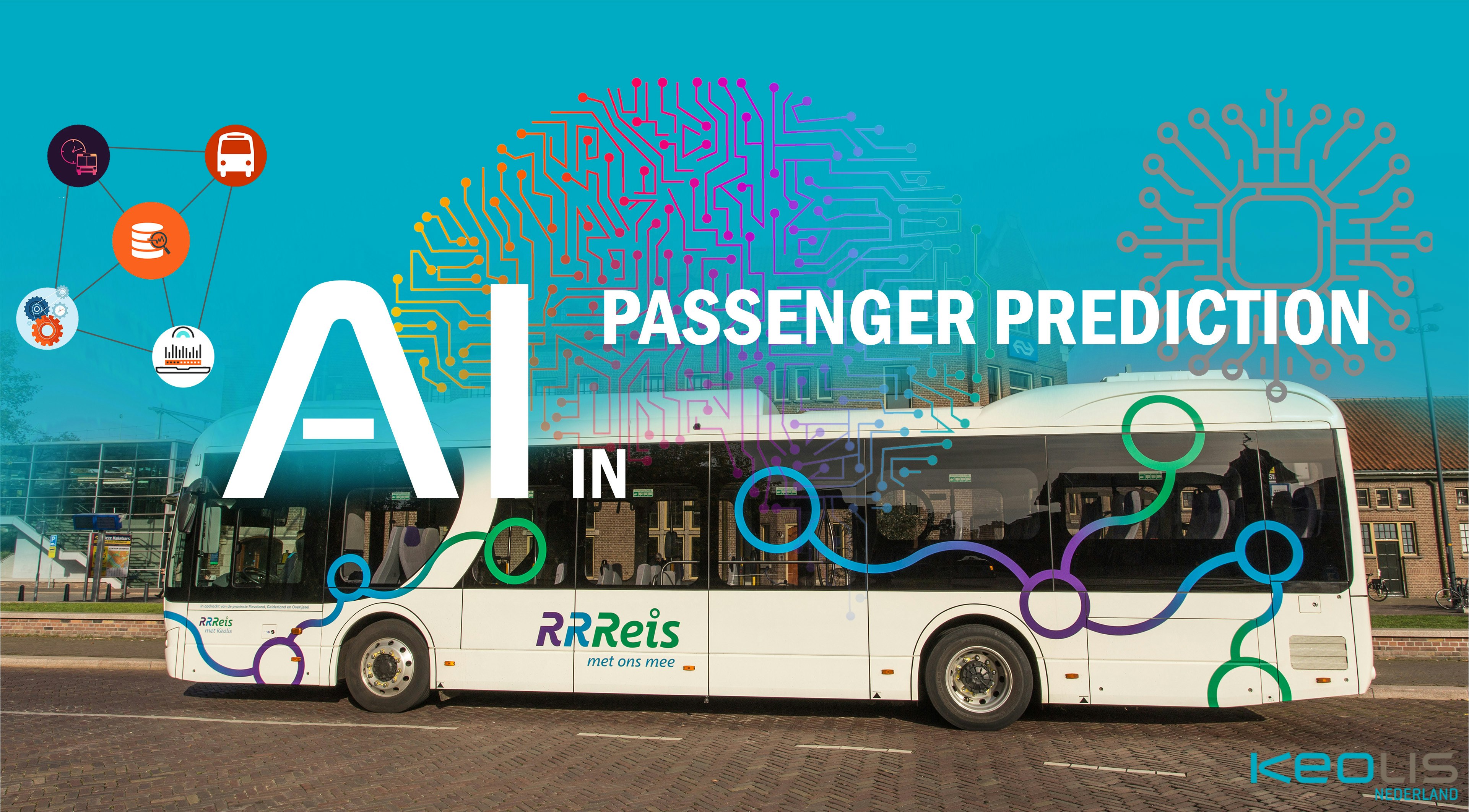 Montage photo d’un bus avec l’inscription « AI in Passager Prediction » 