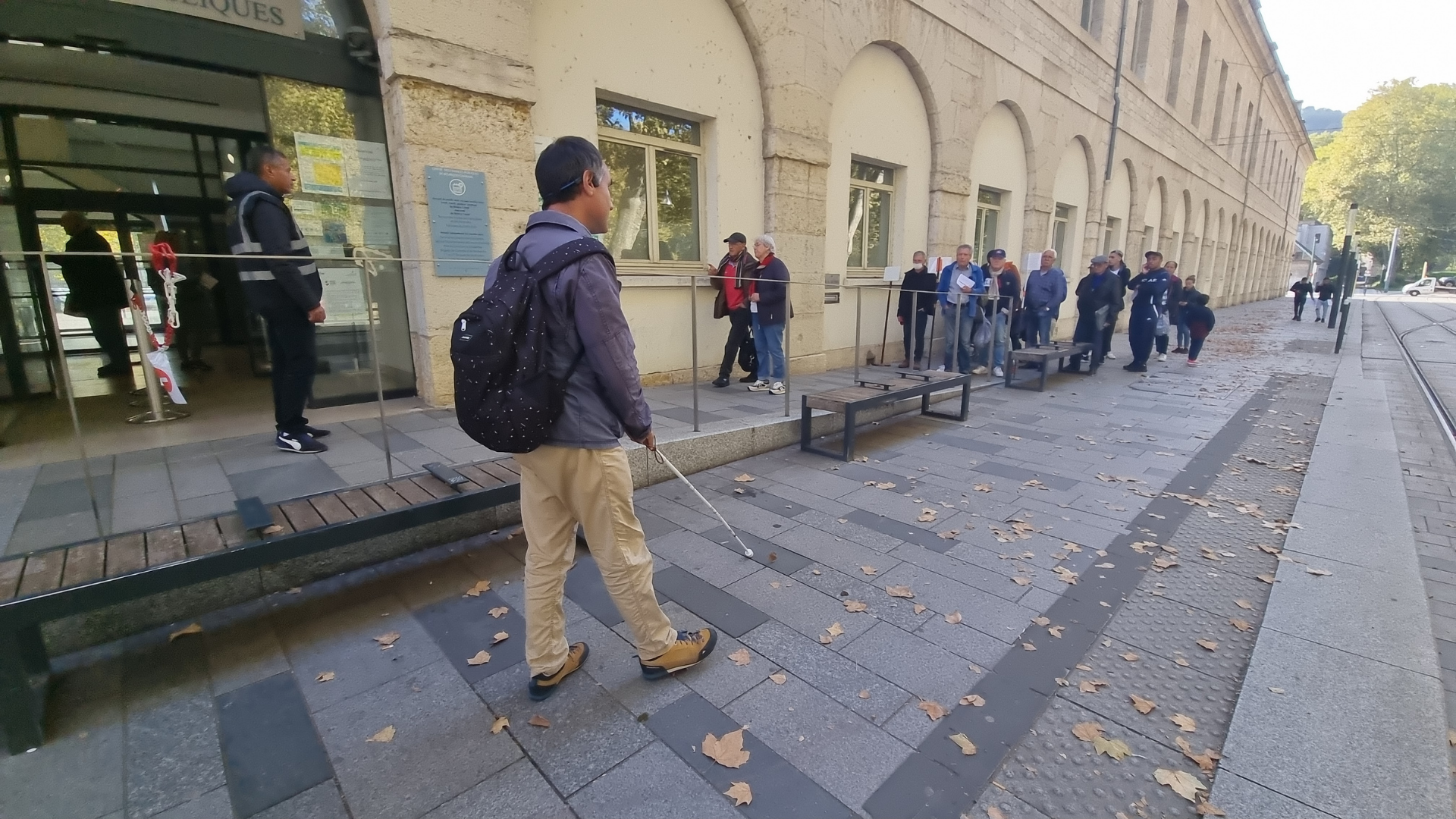 Visually impaired person on the street