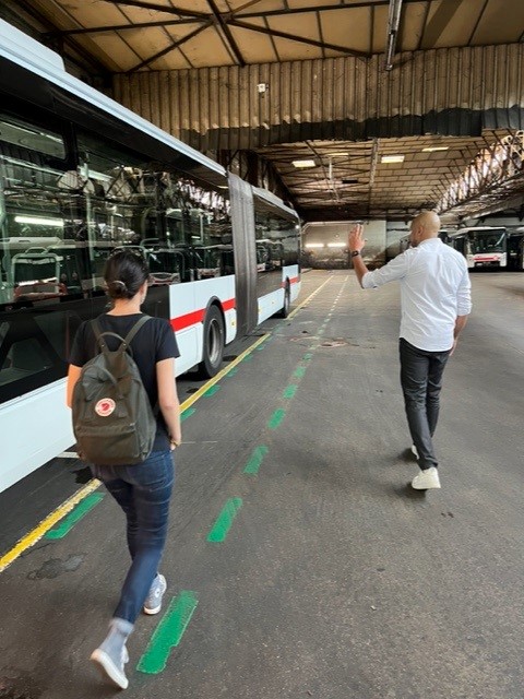 Accompanying a driver at his workstation