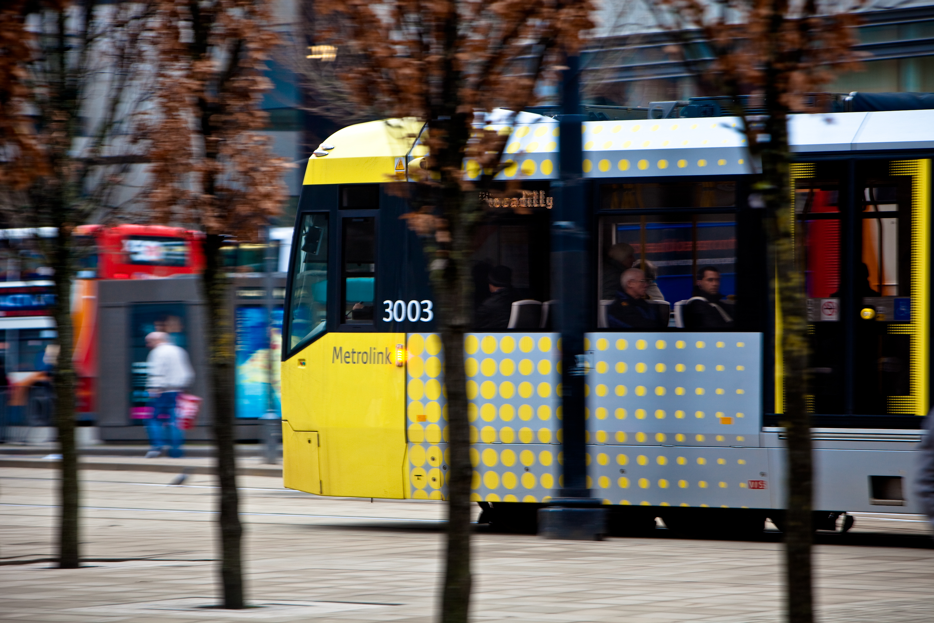 Manchester metro seen from the side